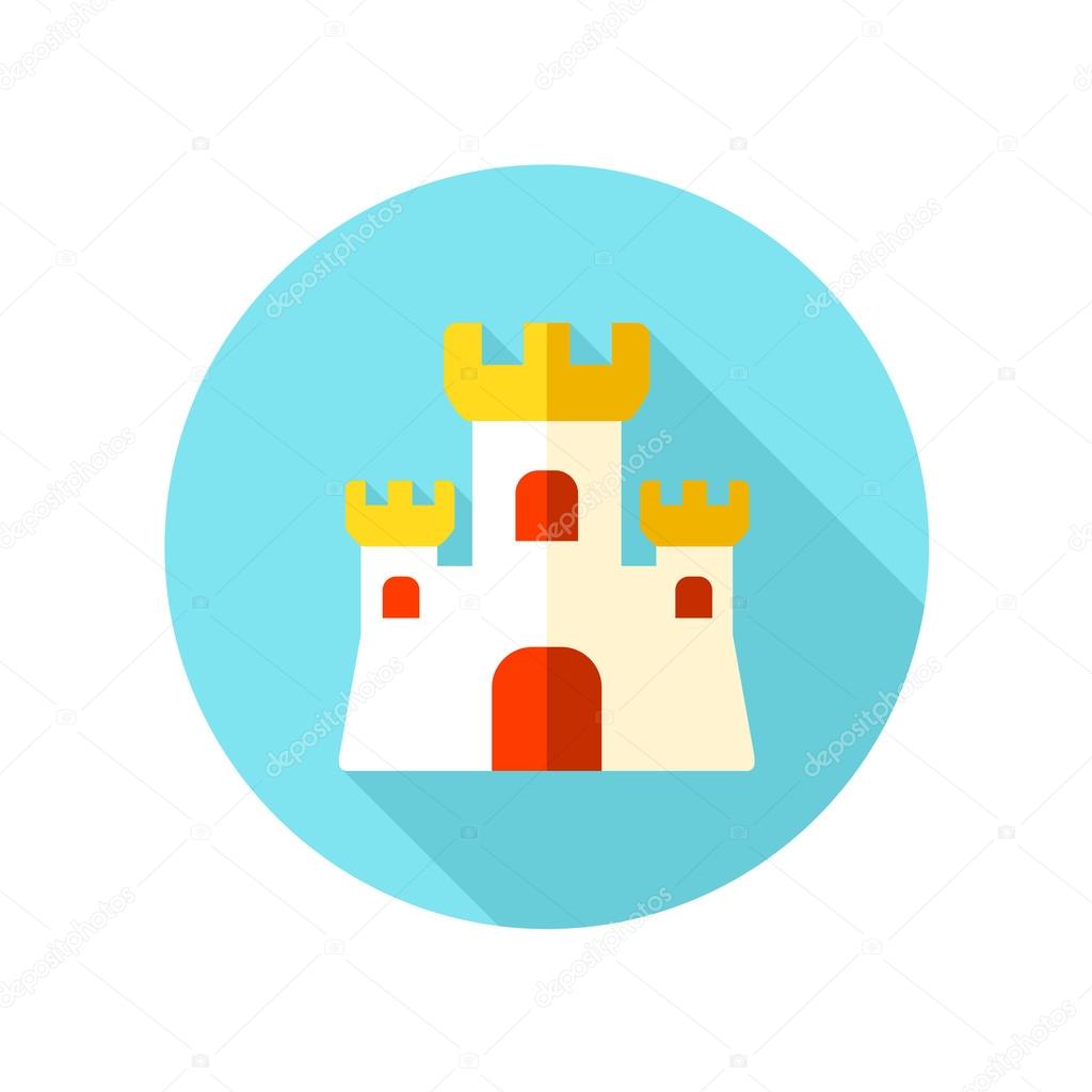 Sand Castle flat icon with long shadow