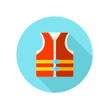 Life jacket flat icon with long shadow clipart
