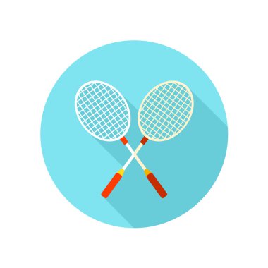 Uzun gölge ile Badminton Raket düz simgesi