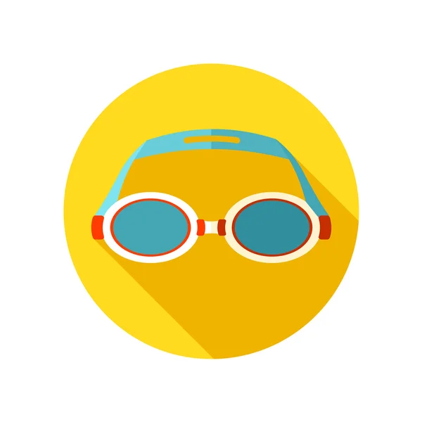 Zwemmen Goggles platte pictogram met lange schaduw — Stockvector