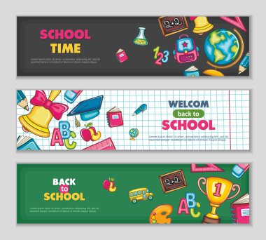 Okul düz vektör afiş