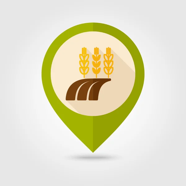 Ears of Wheat, Barley, Rye Field mapping pin icon — Stock Vector