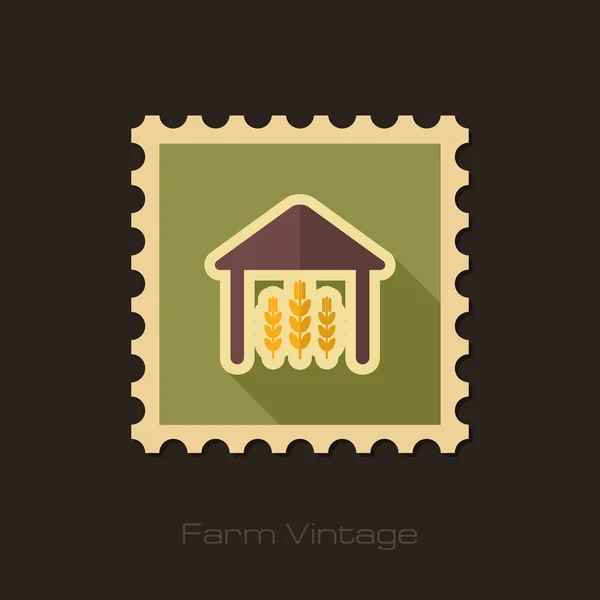 Barn retro flat stamp with long shadow — Stock Vector