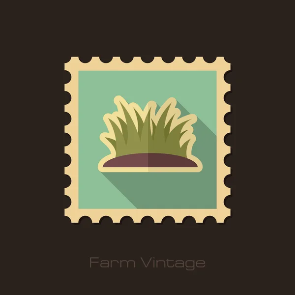 Grass rétro timbre plat avec ombre longue — Image vectorielle