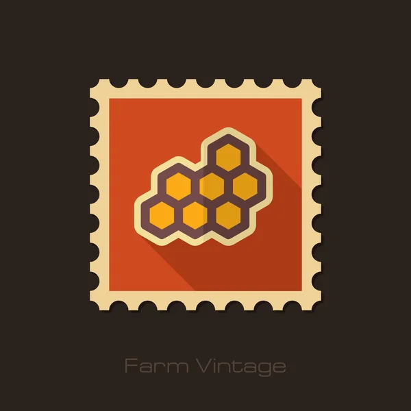Méhsejt a méh retro lapos bélyegző hosszú árnyéka — Stock Vector