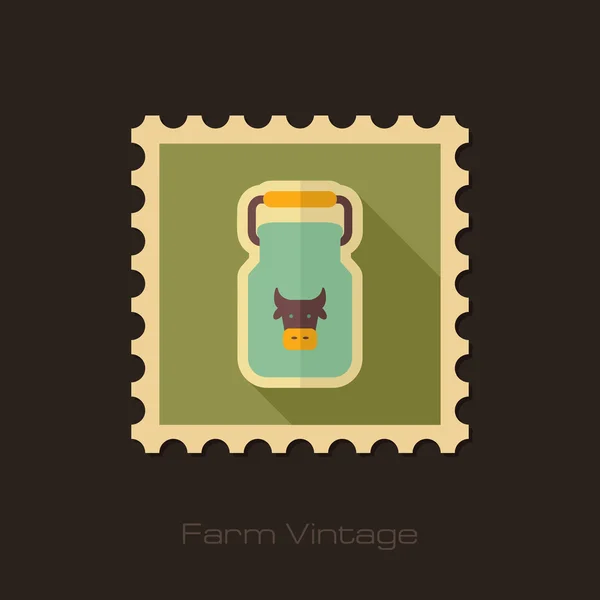 Can container for milk retro flat stamp — Stock Vector