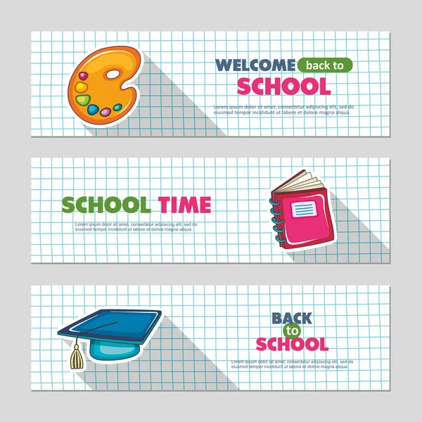 School flat vector banners — Stock Vector