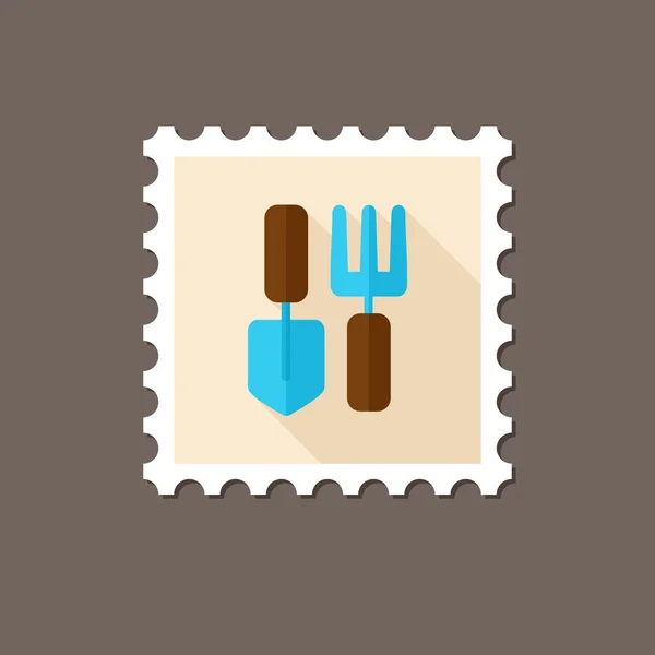 Outil de jardin timbre plat avec ombre longue — Image vectorielle