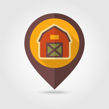 Barn house düz eşleme PIN simge uzun gölge ile