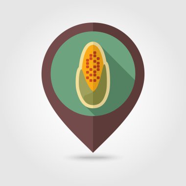 Uzun gölge ile mısır koçanı düz eşleme PIN simgesi