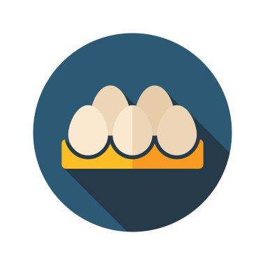 Tavuk yumurtası uzun gölge ile bir tepsi düz simgesi