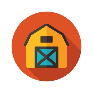 Barn house uzun gölge düz simgesiyle