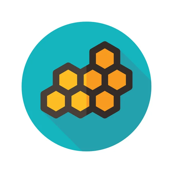 Panal de abeja icono plano con sombra larga — Vector de stock