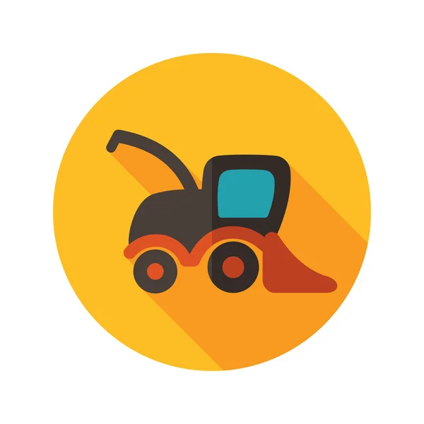 Combine harvester flat icon with long shadow — Stock Vector