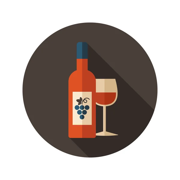 Icono plano de vino con sombra larga — Vector de stock