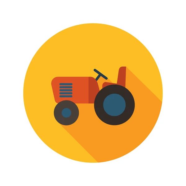 Tractor icono plano con sombra larga — Vector de stock