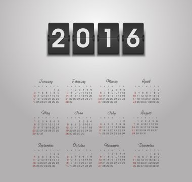 Takvim 2016 yıl