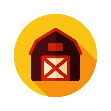 Barn house uzun gölge düz simgesiyle