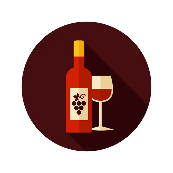 Icono plano de vino con sombra larga — Archivo Imágenes Vectoriales