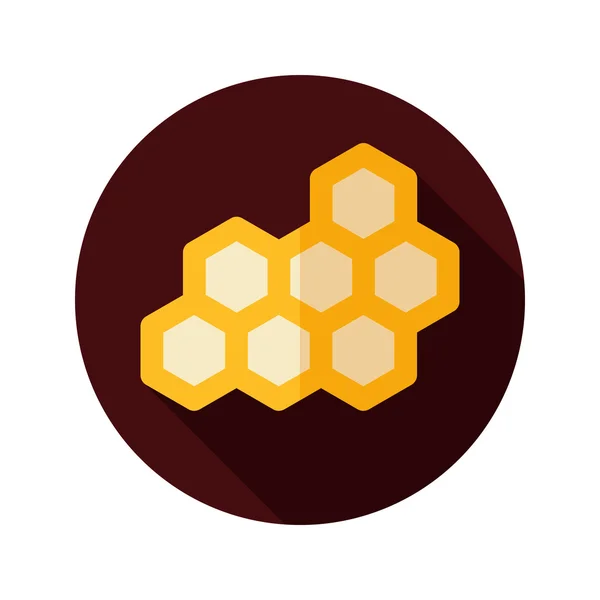 Honeycomb bee flat icon with long shadow — Stock Vector