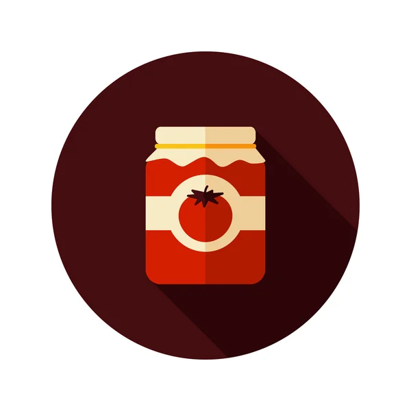 Icono plano enlatado de tomate con sombra larga — Vector de stock