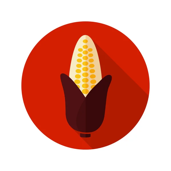 Maïs icône plate avec ombre longue — Image vectorielle