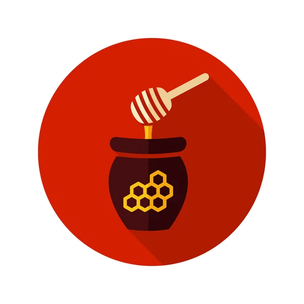 Icono plano de miel con sombra larga — Vector de stock