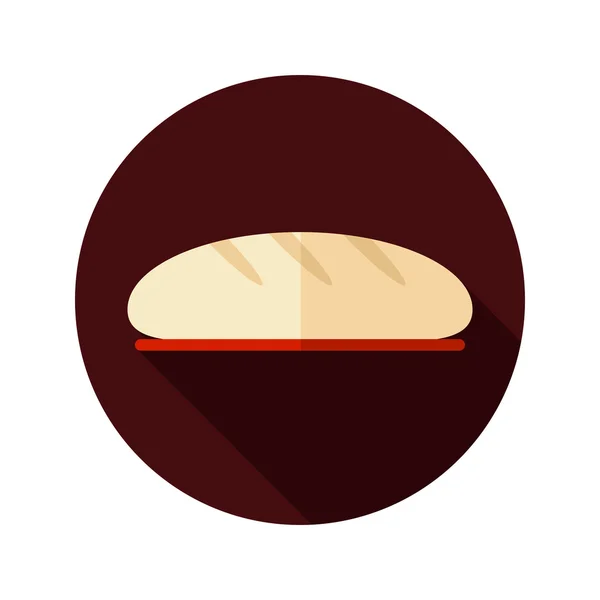 Icono plano de pan con sombra larga — Vector de stock