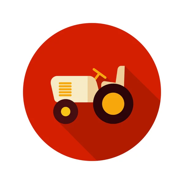 Tractor icono plano con sombra larga — Vector de stock