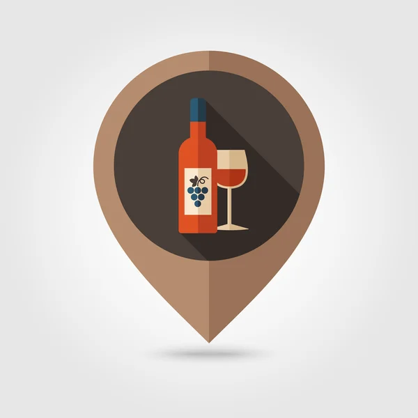 Wina mapowanie płaskiej ikonę pinezki — Wektor stockowy