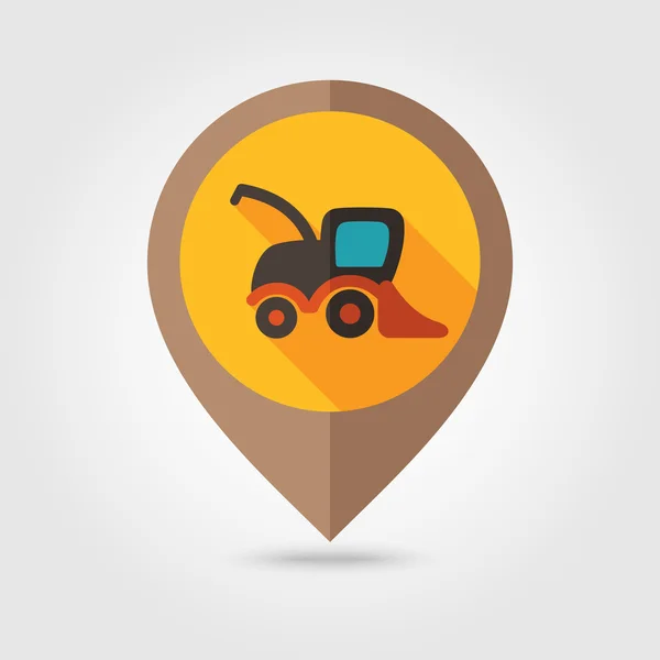 Combine harvester flat mapping pin icon — Stock Vector