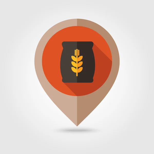 Saco de grano plano icono de pin de cartografía — Vector de stock