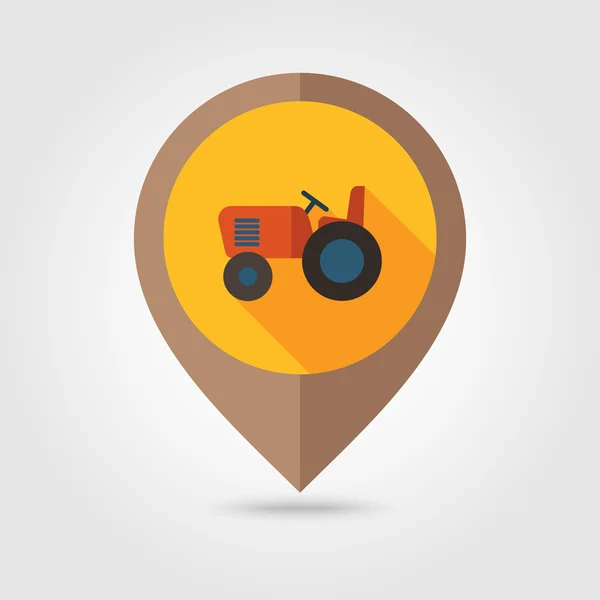 Tractor flat mapping pin icon — Stock Vector