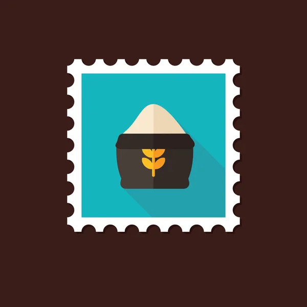 Sac de farine timbre plat avec ombre longue — Image vectorielle