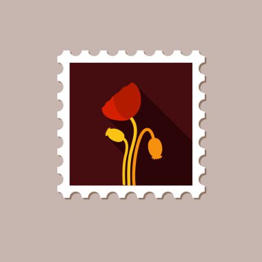 Uzun gölge ile haşhaş düz pul