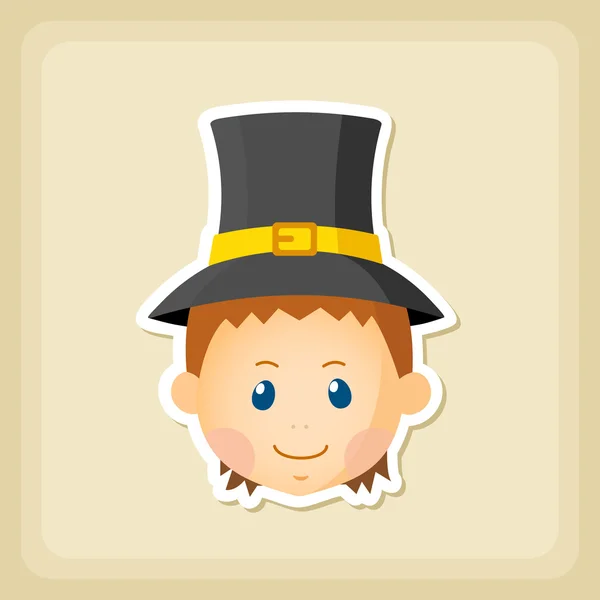 American Pilgrim children icon, Thanksgiving day — Stock Vector