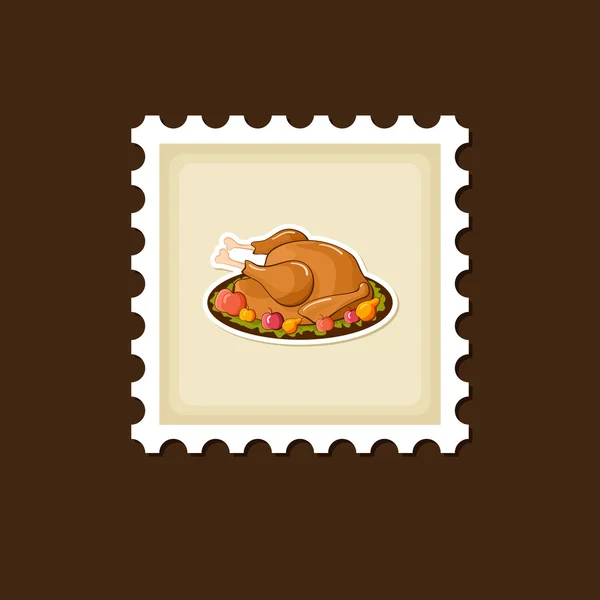 Жареная курица или индейка готова к Дню Благодарения — стоковый вектор