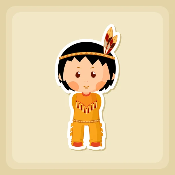 American Indian children icon, Thanksgiving day — Stock Vector