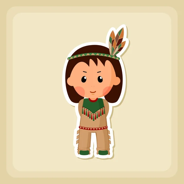 American Indian children icon, Thanksgiving day — Stock Vector