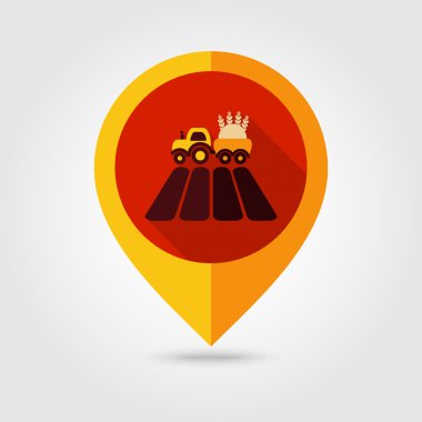 Traktör alan düz eşleme PIN simgesini