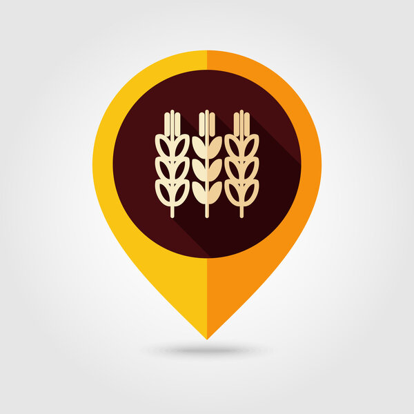 Spikelets of wheat flat mapping pin icon