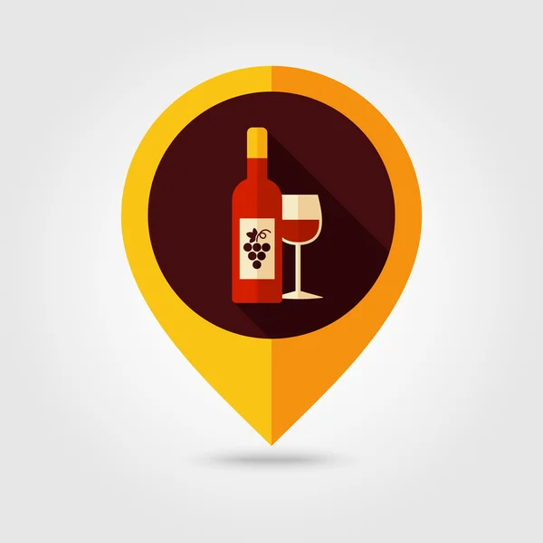 Wein flache Mapping-Pin-Symbol — Stockvektor