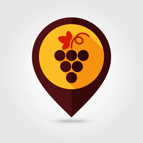 Icono de pin de mapeo plano de uvas — Archivo Imágenes Vectoriales