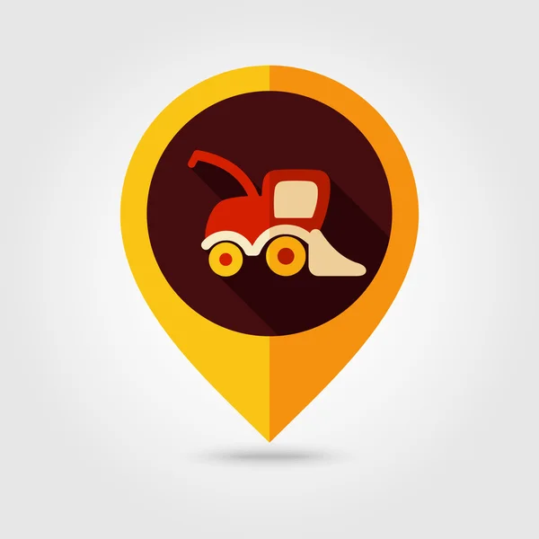 Combine harvester flat mapping pin icon — Stock Vector