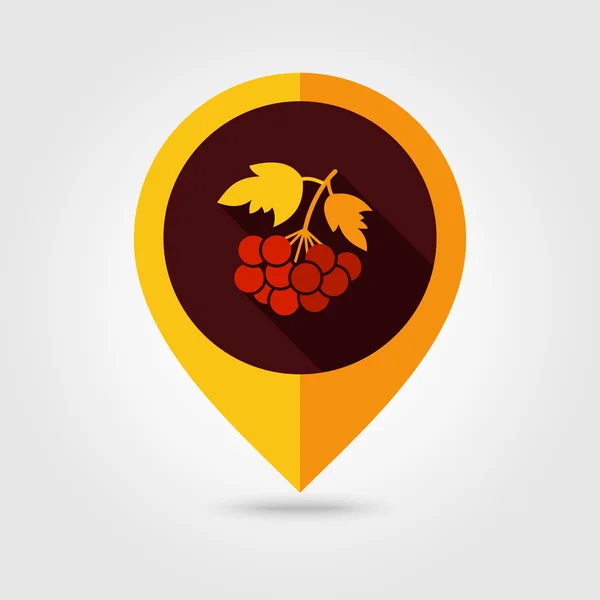 Rowan rama plana icono de pin de cartografía — Vector de stock