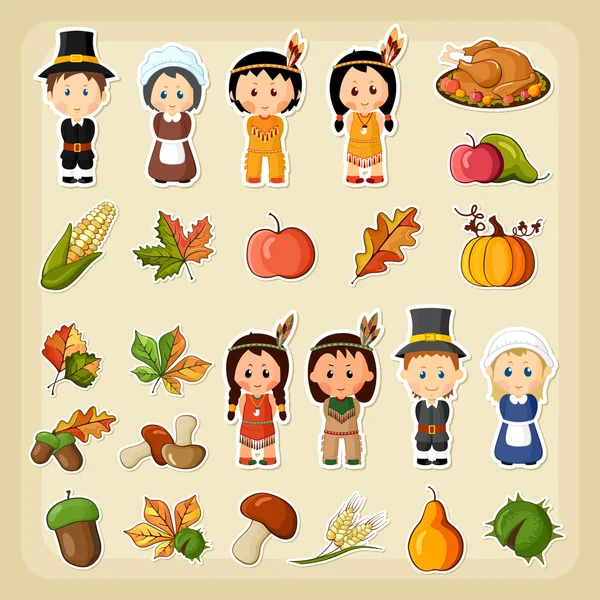 Thanksgiving Harvest icon set — Stock Vector