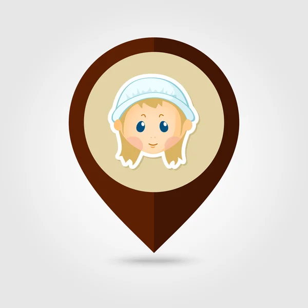 American Pilgrim children mapping pin icon — Stock Vector