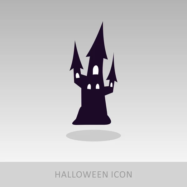 Halloween, icona della silhouette vettoriale del castello delle streghe — Vettoriale Stock