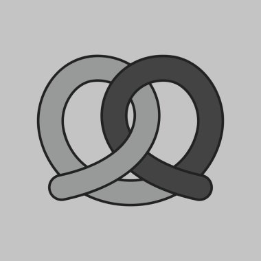 A simple icon of a freshly baked German pretzel. Designed in a clean, modern, grayscale outline style. Ideal for bakery menus, food apps, and websites