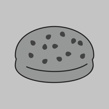 A simple icon of a classic burger bun with sesame seeds. Designed in a clean, modern, grayscale outline style. Ideal for menus, food apps, and websites